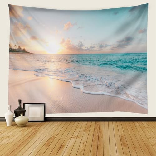 Tapiz para colgar en la pared con paisaje de puesta de sol RDSGYZ, textil de 130x150cm de playa 2