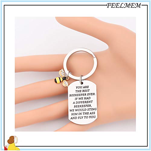 FEELMEM Beekeeper Gift The Bee Whisperer Gift You are The Best Beekeeper Ever Honey Bee Keychain Beekeeping Gift 5