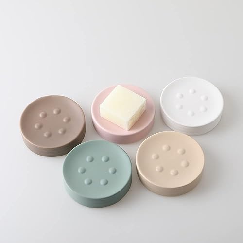 Miniatura 2 de CECE&KELE Jabonera redonda de cerámica para cocina y baño, soporte de jabón ligero de lujo para lavabo, bañera, cocina o baño, color blanco
