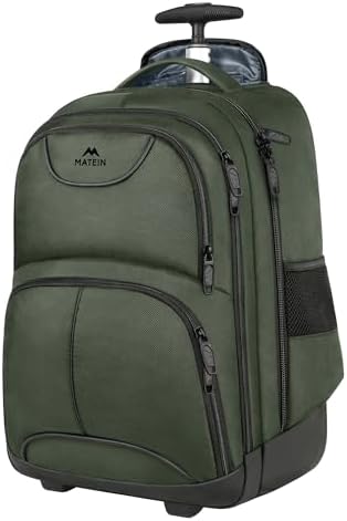 Rolling Backpack, Matein Waterproof College Wheeled Travel Backpack