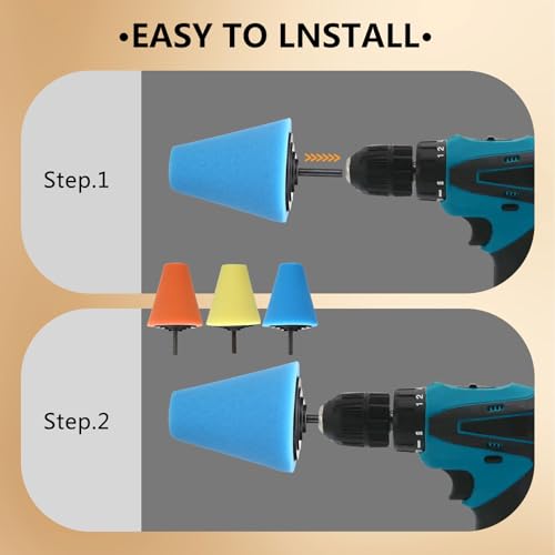 SLTG2020 5 x Polierschwämme aus Schaumstoff, Polierkegel, Kugel, Polierpads, Autoreifen, Radnabenreiniger-Set
