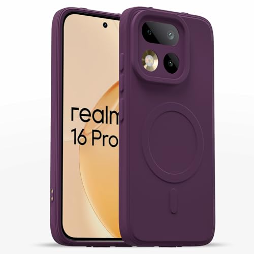 Image of Pikkme Back Cover for Realme 16 Pro 5G Soft Matte Silicone Mag-Safe Design (Mag-Safe Not Support) Camera Protection | Slim Fit Bumper Cover (Purple)