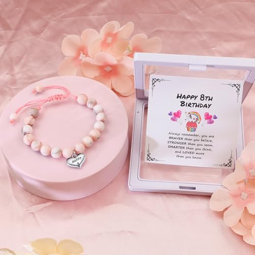 Image of Sereney Birthday Gifts for Girls, Beaded Bracelets as 1 /2 1 2 3 4 5 6 7 8 9 10 11 12 13 14 15 16 Year Old Birthday Gift, Adjustable Cross /Pearl Bracelet as Happy Birthday Gifts for Daughter