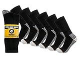 6 Pairs Mens Heavy Duty Steel Toe Work Crew Socks (Black, US Shoe Size 10.5-12)