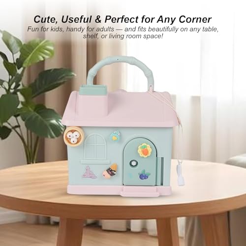 Image of Cute Toy House Money Coin Box with 3D Sticker Metal Piggy Bank with Secure Lock & Keys for Kids, House Shaped Money Saving Coin Collection Box for Girls (Pack of 1, Multicolour) (Design-2)