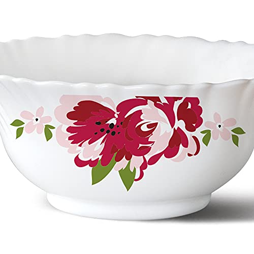 Image of Larah by Borosil Rose Red 6 Pcs Opalware Bowl Set (150 ml Each)