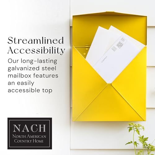Image of NACH Mailboxes for Outside Wall Mount, 12 x 12 x 4.8 inch Yellow Mail Boxes for House Outside, Waterproof Mailboxes for Outside - Chicago Style Mail Box