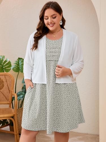 Image of AusLook Plus Size Womens Summer Dresses 2025 V Neck Sleeveless Sundresses with Pockets Beach Vacation Clothes