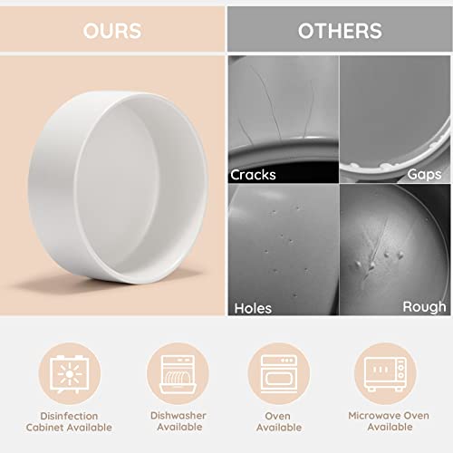 Spunkyjunky Ceramic Dog And Cat Bowl With Wood Stand Non-Slip Matte Glaze Weighted Food Water Set For Cats &Small Dogs 13.5 Oz #TOP4