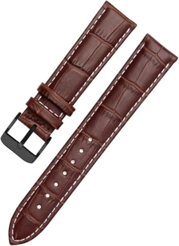 Correa de reloj de cuero de 24mm fina acabado artesanal negro oro blanco de alta gama