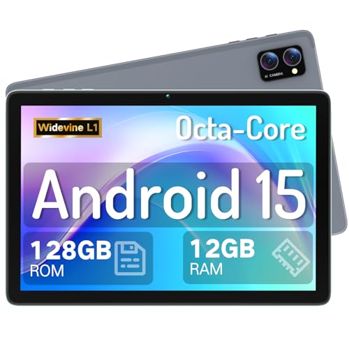 Tablet, Android 15 Tablet 10.1 Inch with Gemini AI– Octa-Core 12GB RAM 128GB Storage (2TB Expandable), HD Touch Screen Tablets PC with Dual Camera, Long Battery Life, WiFi Tableta