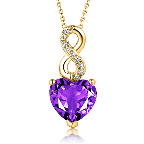 GXNRHG Women Necklace, Necklace Gold Girls Heart Diamond 18Ct Yellow Gold Pendant Necklaces for Women with Citrine Yellow Necklace A2941