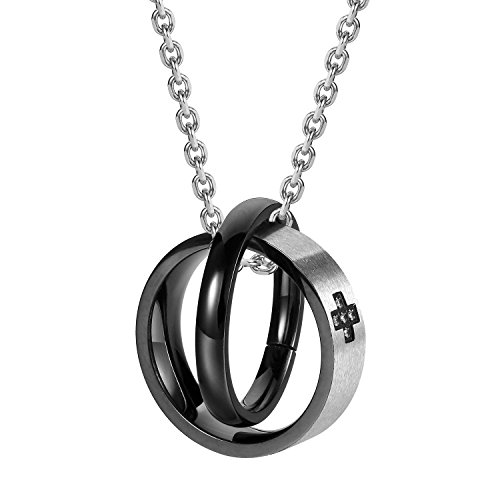 Image of Urban Jewelry His & Hers Couples Engraved Double Ring Pendant Necklace