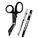 MediTac Titanium-Bonded EMT Trauma Shears - 7 ¼" Black Medical Bandage Scissors with LED Pen Light Two Pack (Black & Silver)