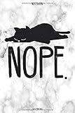  Notebook: Blanko Notizbuch A5 [NOPE] mit Katze Katzenmotiv Lustiger Spruch  120 Seiten leeres Notizheft mit Register + Seitenzahlen  robust, biegsam, abwischbares Cover  Vintage Retro White Marble