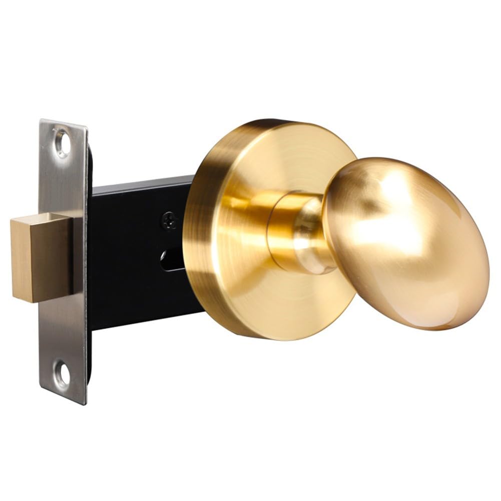 Bouton de porte de passage doré brossé rond pour remplacer vos poignées sans clé