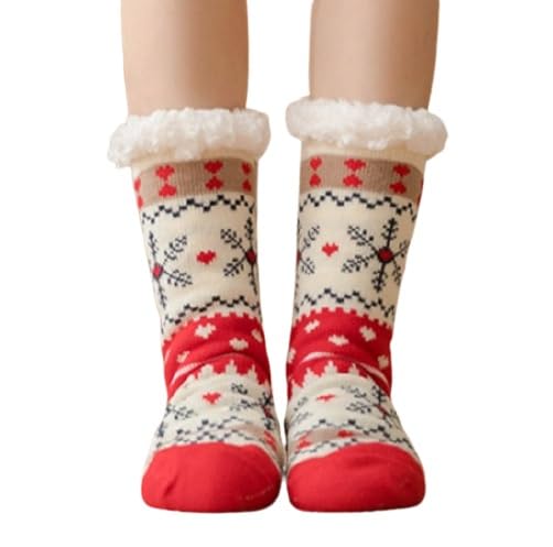 Alexvyan 1 Pair Soft & Cozy Thermal Crew Slipper Winter Thick Warm Fleece Lined Socks (Without Thumb) for Girls/Ladies/Women (Red Wine)