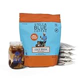 Stella Blue Cold Brew Coffee Bags, Miss Peaches Blend, Medium Roast Ground Coffee, Smooth, Bold and Refreshing 100% Arabica, 6 Brew Packets, Makes 24 Cups, Rainforest Alliance Certified
