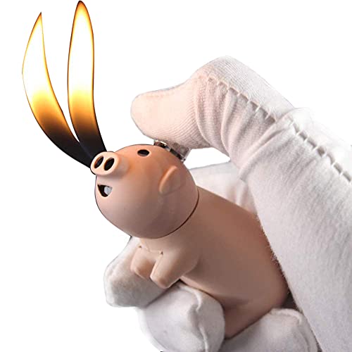Old-fashioned Lighter Double Flames Soft Flame Pink Pig Lighter, Gift for Men