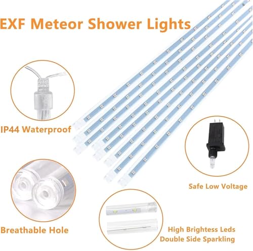 2-Pack Christmas Decorations Lights Outdoor, Total 384LED Meteor Shower Lights with Timer, 30cm 16 Tubes Indoor Outdoor Snow Cascading String Light for Xmas Tree Roof Party Garden Decor (Warm White) by EXF - Image 7