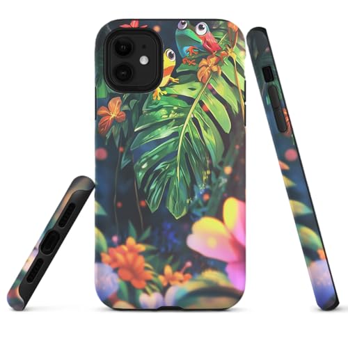 HYPESTYLE Leaves Frogs Phone Case Compatible with iPhone 16 pro 15 14 pro max 13 12 Compatible with Samsung Galaxy S25 S24 FE S22 Dual Layer Sturdy Shockproof Full Protection with Mag-Safe