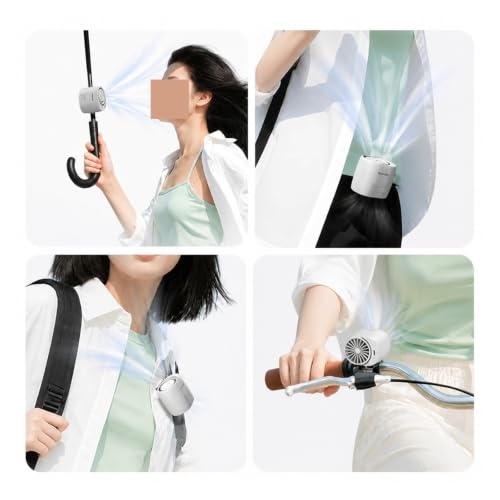 Ventilador portátil recargable ZYFSHA blanco con tres velocidades de aire para cuello 3