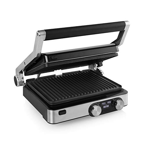 Princess 117310 Digital Grill Master Pro - Tischgrill - 2 einstellbare Thermostate - Digitales Bedienfeld - 2000 Watt 01.117310.01.001, silber, schwarz