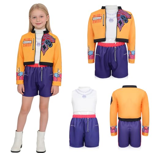 Ekukeon Fato de cosplay para meninas, disfarce de carnaval para meninas, disfarce de cantor, disfarce de Halloween (tamanho 130)