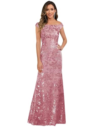 Mother of The Bride Dresses for Women Off The Shoulder Sequin Evening Formal Dress