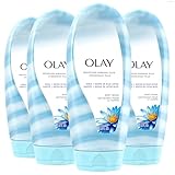 Olay Body Wash for Women, Moisture Ribbons Plus, Deep Conditioning & Moisturizing Formula, Long Lasting Smooth Soft Skin, For All Skin Types, Shea Butter & Blue Lotus Scent, 18 fl oz (Pack of 4)