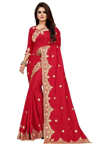 GURU CREATION Women's Casual Hook and Eye Satin Ready Pleated Saree Solid Fantasy Georgette With Blouse Piece Free Size