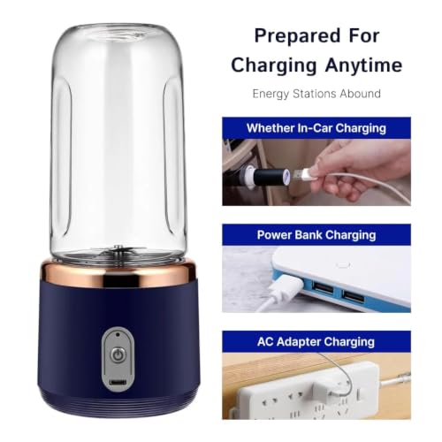 Image of Portable Blender Electric Juicers Fruit Mixers USB Rechargeable Smoothie Mini Personal Juicer 6 Blades 3Gears With 1500 Mah Rechargeable Battery-Smoothie Blender