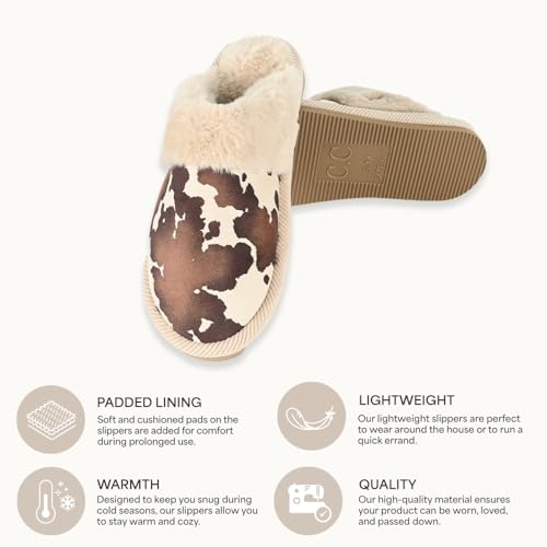 C.C Suede Faux Fur Lined House Indoor-Outdoor Slippers Slip-On for Women2