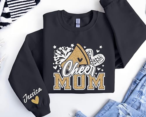 Personalized Cheer Mom Sweatshirt with Kids Names on Sleeve, Cheer Mama Shirt, Cheer Mom Hoodie, Cheer Mom Gifts, Cheer Mom Shirts for Women, Cheer Mom Sweater2