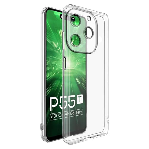 Image of COVERBLACK Soft Rubber Silicon Clear Back Cover Compatible Model for Itel P55T - Transparent