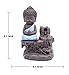 OCIOLI Incense Burner Backflow Tower Cones Sticks Holder Ceramic Porcelain Buddha Monk Ash Catcher Waterfall Incense Burner with 10 backflow Incense Cones (Blue)
