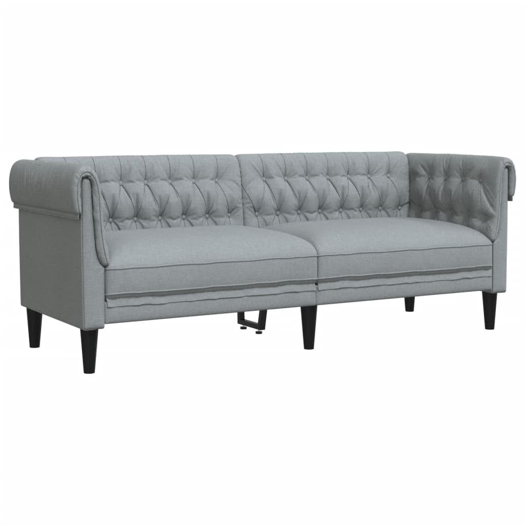 Sofa-Set, 3-teilig, hellgrau, Stoff