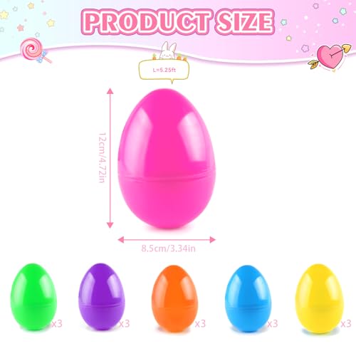 GONNCZ 18 Stück Riesige Ostereier zum Befüllen (12 x 8.5 cm) - Bunte Kunststoff Eier für Ostereiersuche - Extra Große Überraschungseier für Süßigkeiten & Kleine Spielzeuge - Osterdekoration