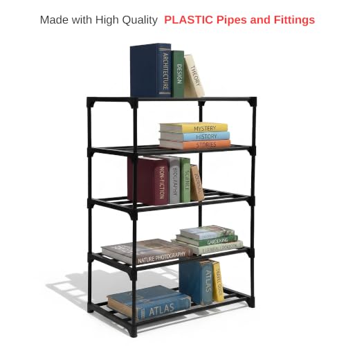 Image of FLOVR Bookshelf for Home and Office Multipurpose Storage Rack Open Book Stand Organizer for Books Magazines Documents Plants and Decorative Items, 5 Layer Book Self