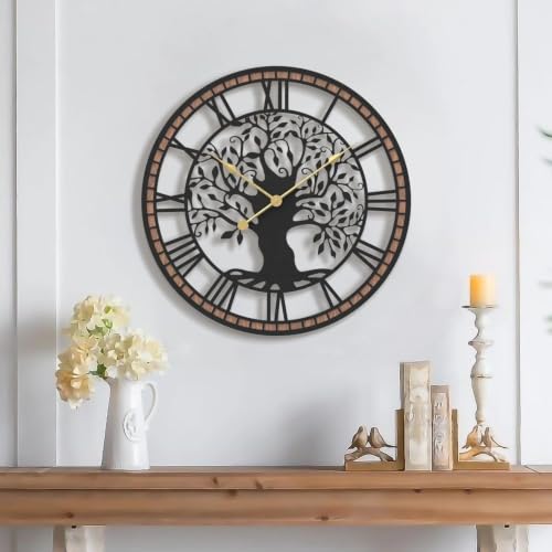 Micasso Large Wall Clock Decorative: 18 Inch Tree of Life Battery Operated