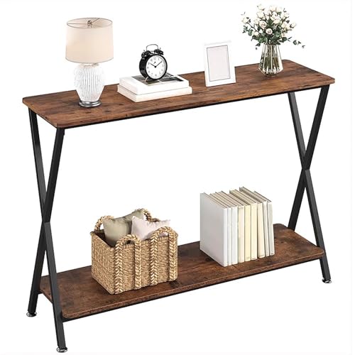 Consola de madera maciza de 120 cm para entrada y mesa auxiliar de sofá