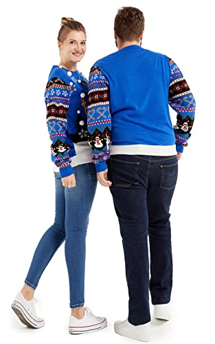 Mens Ugly Christmas Sweater, Women 3D Xmas Holiday Pullover Festive Party | Funny Novelty Knitwear, Adult Couples Family Outfit, Creative Design With Tinsel, Classic Pattern With Santa Elf Reindeer 3 Mens Ugly Christmas Sweater, Women 3D Xmas Holiday Pullover Festive Party