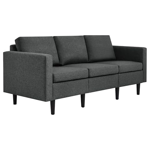 Yaheetech Canapé 3 Places Design Moderne Sofa de Salon Revêtement en Tissu avec Rembourrage Epais Banquette lit pour Salon/Chambre/Bureau/Appartement Gris Foncé