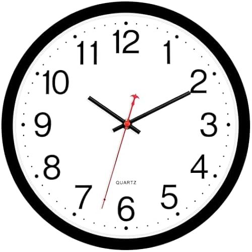 Foxtop 12 Inch Wall Clock Silent Battery Operated Analog Clock, Black