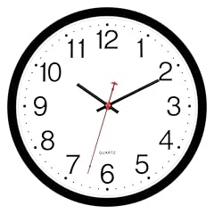 Foxtop Black Wall Clock Silent Non Ticking 12 Inch Quartz Battery Operated Round Analog Wall Clock photo Foxtop Black Wall Clock Silent Non Ticking 12 Inch Quartz Battery Operated Round Analog Wall Clock