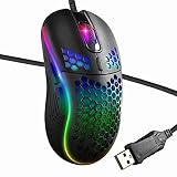  Honeycomb Wired Gaming Mouse Black , RGB Backlight and 7200 Adjustable dpi, Ergonomic and Jmiyav Lightweight USB Computer Mouse with High Precision Sensor for Windows PC & Laptop Gamers