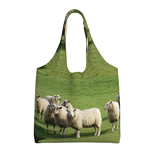 Sac à bandoulière en toile imprimée moutons haute capacité noir unique