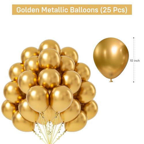 Image of Party Propz Golden Chrome Balloons - 25 Pcs Gold Balloons | Metallic Golden Balloons For Decoration | Gold Balloon For Decoration | Balloon For Birthday