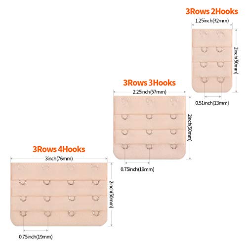 Petutu Bra Extender 2 Hooks/3 Hooks/4 Hook, Bra Strap Extensions - 9 Packs (Black, White, Beige) #TOP1