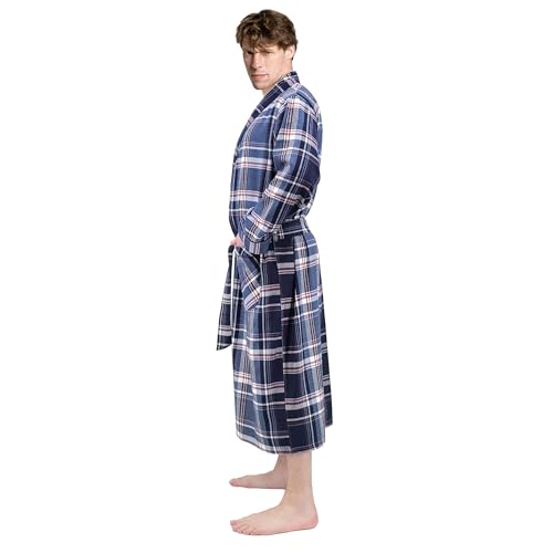 Image of Andrew Scott Mens 2 Pack Long Sleep -Sauna Robe / 100% Cotton Flannel Brush Warm Bathrobe